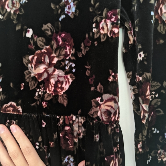 Velvet Baby Doll Dress Floral - Picture 10 of 11